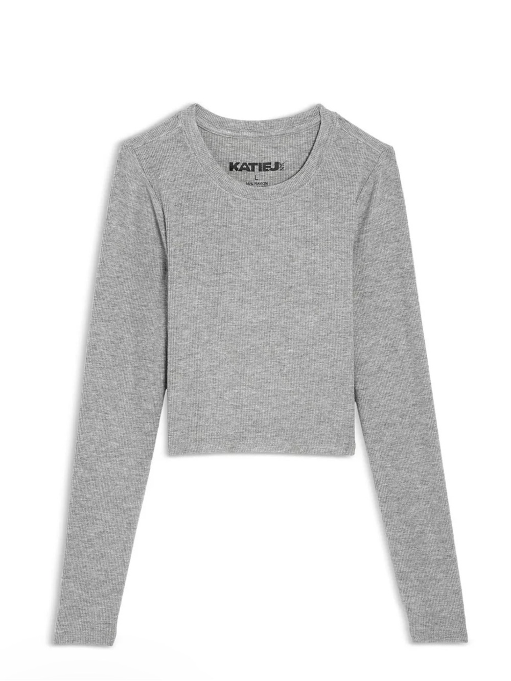 Katie J NYC Tween Livi Gray Ribbed Long Sleeve Tee -
